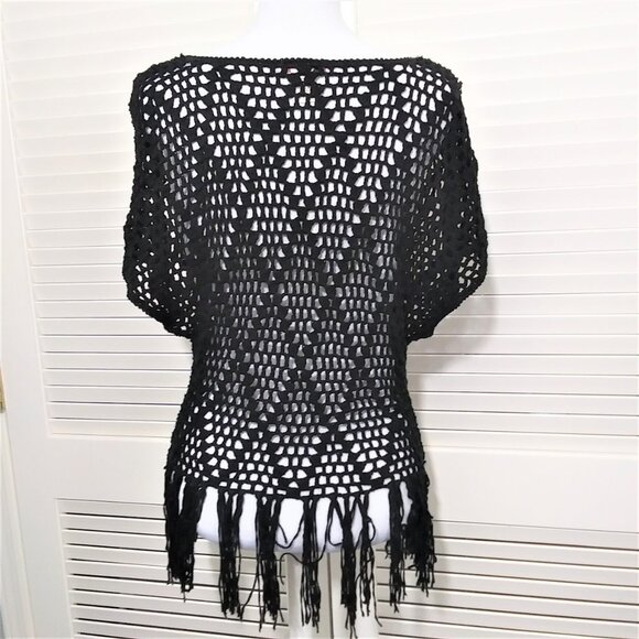 Vivid Collection of NY Black Crochet Vest Open Front Womens Small - Picture 7 of 8
